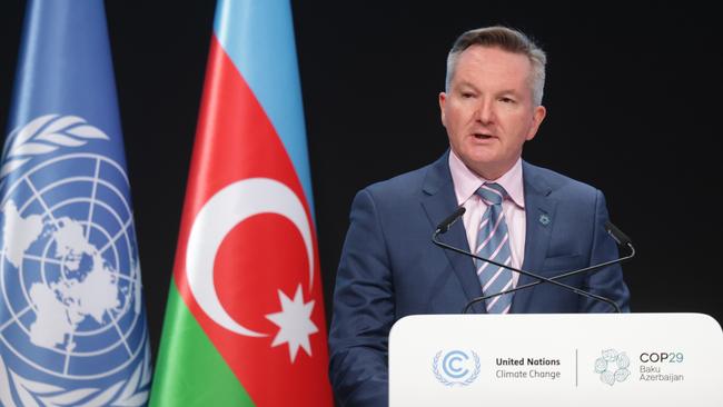 BAKU, AZERBAIJAN - NOVEMBER 19: Australian Minister for Climate Change and Energy Chris Bowen speaks during the resumed High-Level Segment on day eight at the UNFCCC COP29 Climate Conference on November 19, 2024 in Baku, Azerbaijan. The COP29, which is running from November 11 through 22, is bringing together stakeholders, including international heads of state and other leaders, scientists, environmentalists, indigenous peoples representatives, activists and others to discuss and agree on the implementation of global measures towards mitigating the effects of climate change. According to the United Nations, countries made no progress over the last year in reducing global emissions from the burning of fossil fuels. (Photo by Sean Gallup/Getty Images)