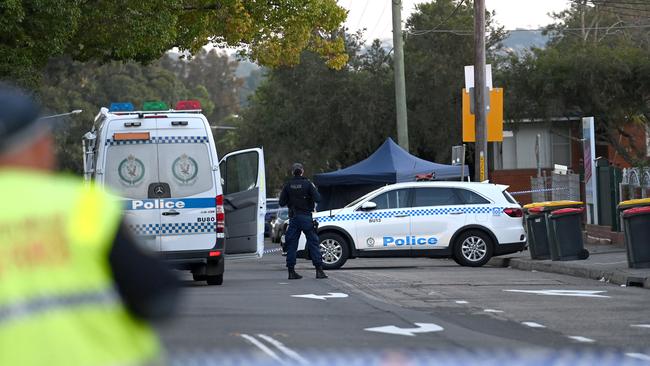 The crime scene in Broughton Street, Canterbury, on Thursday. Picture: Jeremy Piper