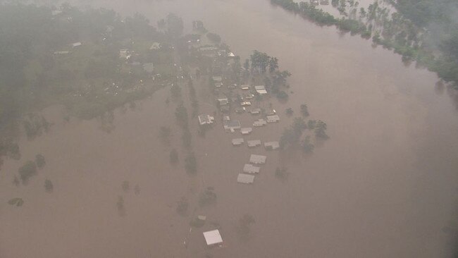 Helicopter vision of flooding at Colo River. Picture: 9 News