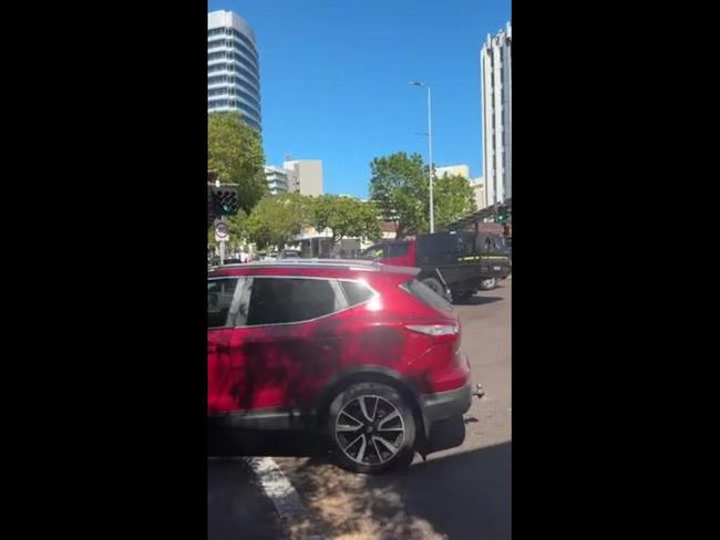 Car crash at the intersection of Bennett Street and Cavenagh Street, Darwin CBD