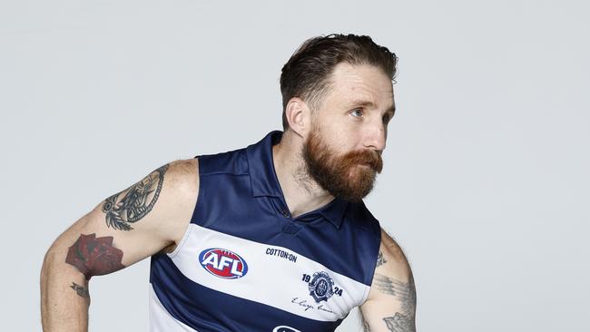 GEELONG, AUSTRALIA - JUNE 25: The Geelong Cats Retro Shoot on June 25, 2024 in Geelong, Australia. (Photo by Michael Willson/AFL Photos) Zach Tuohy