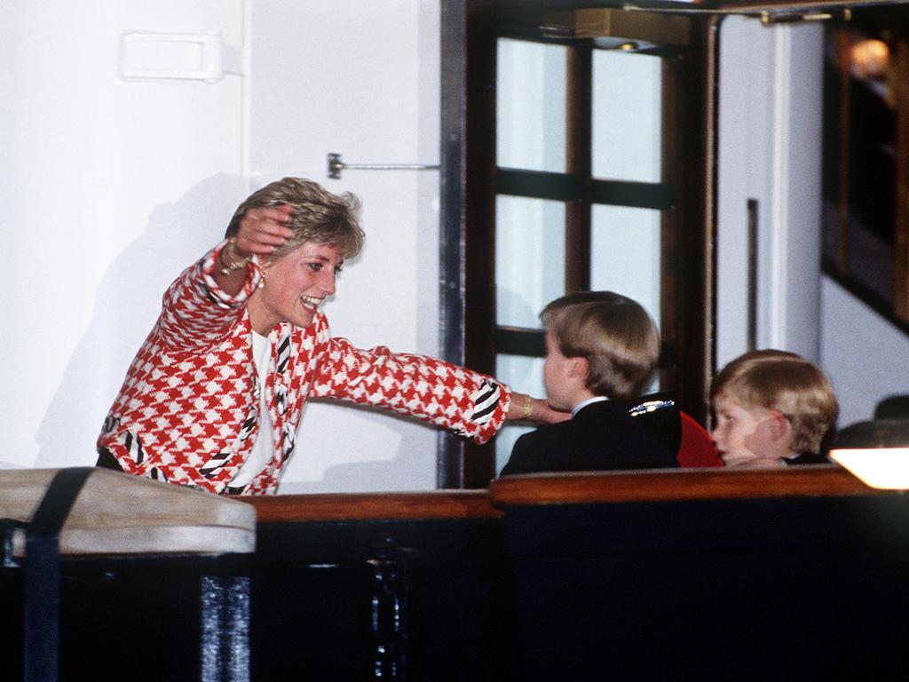 Princess Diana greets her sons Prince William and Prince Harry on the deck of the yacht Britannia in Toronto. Picture: Jayne Fincher/Princess Diana Archive/Getty Images