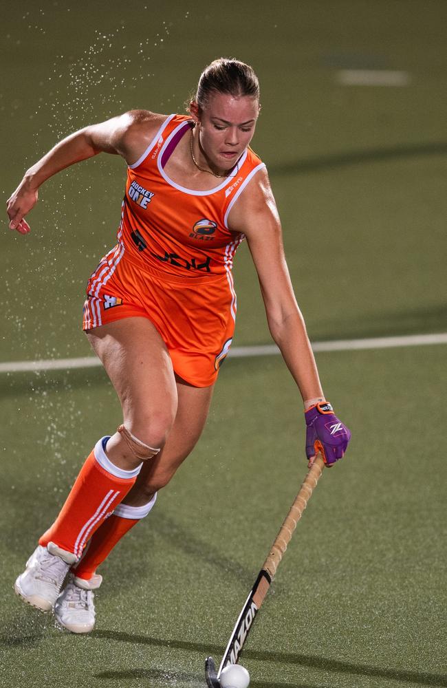 The first Festival of Hockey match between the Territory Stingers and Brisbane Blaze. Picture: Pema Tamang Pakhrin