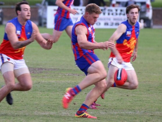 Tom Meagher in action for Upper Ferntree Gully in the Eastern Football League (EFL). Picture: Tom Caruso