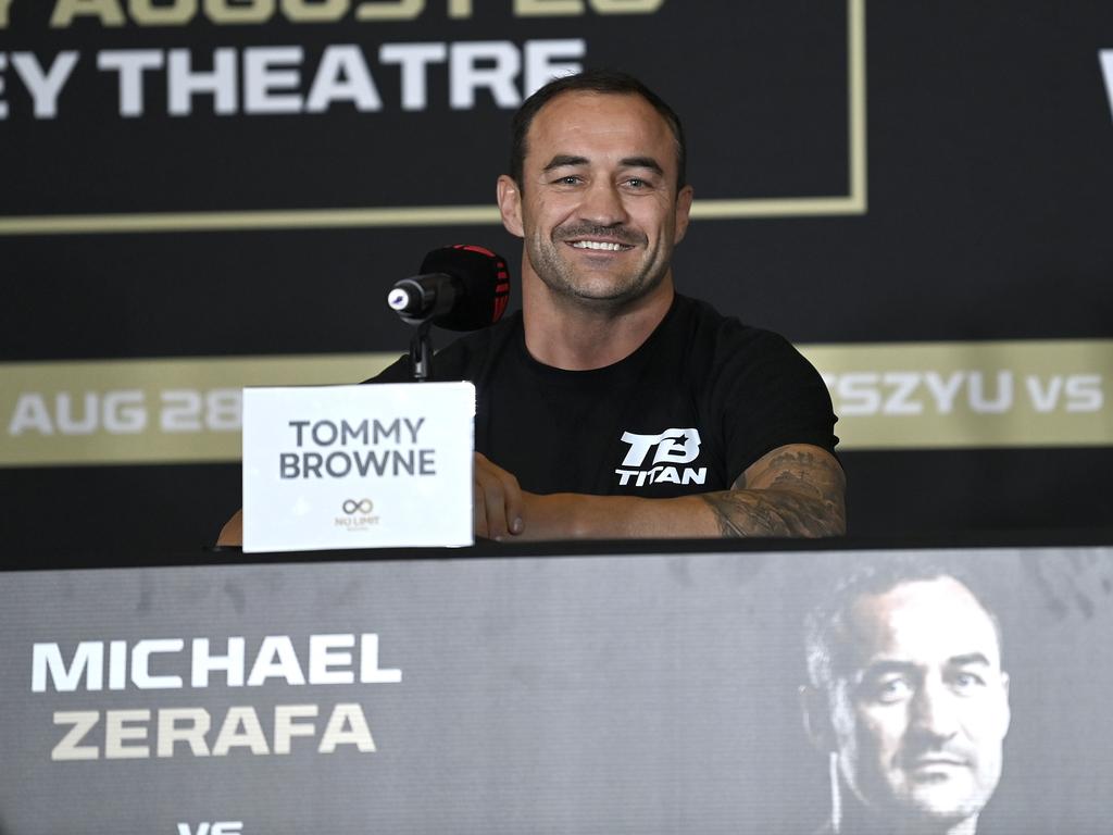 Tommy Browne was all smiles at the presser. Picture: No Limit Boxing/Gregg Porteous