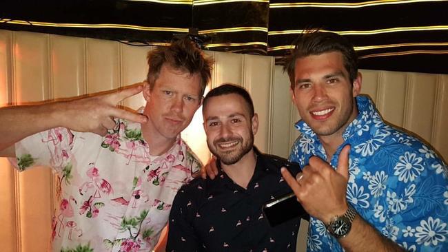 Jack Riewoldt, Pas Tri and Alex Rance at Bond Bar. Picture: Supplied