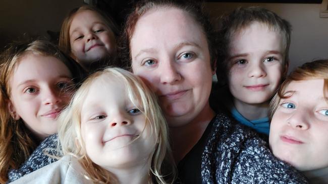 Amanda Kirkman and her five children. Picture: Supplied