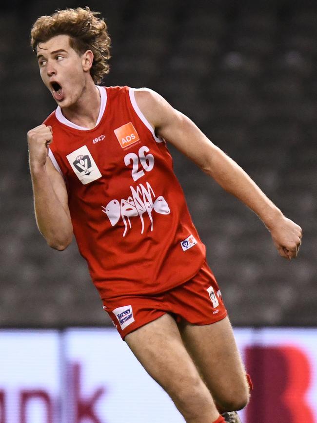 Jack Boyd celebrates a goal for Northern. Picture: Nathan McNeill