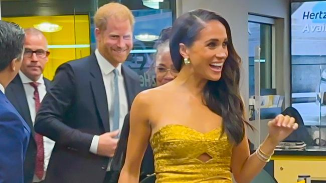 NEW YORK, NEW YORK - MAY 16: (L-R) Prince Harry, Duke of Sussex, Doria Ragland and Meghan Markle, Duchess of Sussex, are seen arriving to the "Woman Of Vision Awards" on May 16, 2023 in New York City. (Photo by Raymond Hall/GC Images)