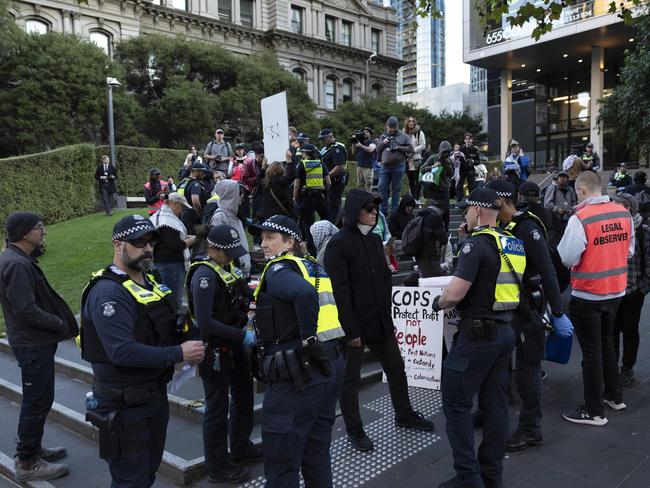 The rally was in response to the police shooting of Abdifatah Ahmed in Footscray. Picture: Jake Nowakowski