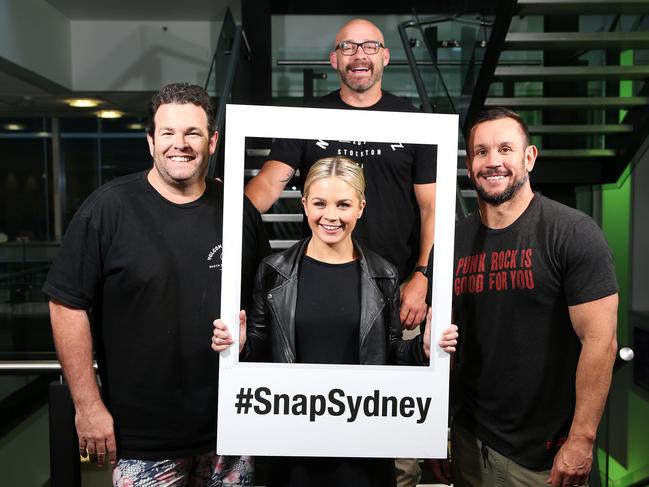 Geyer pictured with Gus Worland, Emma Freedman and Matty Johns at Triple M.