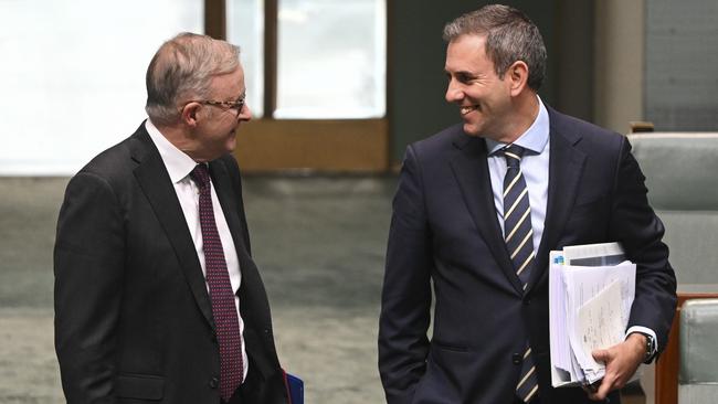 Anthony Albanese and Jim Chalmers during Question Time at Parliament House in Canberra. Picture: Martin Ollman/NCA NewsWire