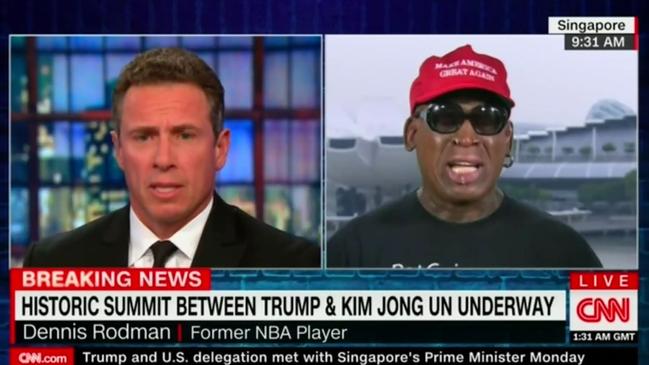 Dennis Rodman on CNN. Picture: Supplied