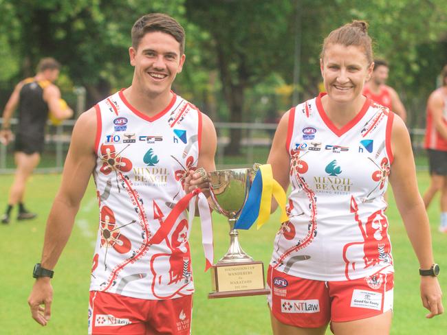 Waratah’s Brodie Carroll and Lauren O’Shea ahead of the Foundation Cup between Tahs and Wanderers in early 2022. Picture: Glenn Campbell