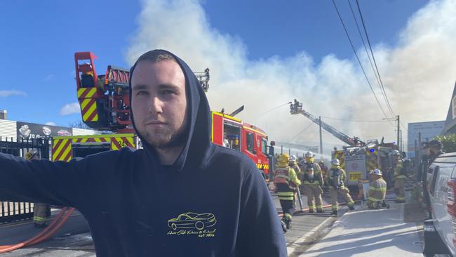 Jacob Dilettoso was working at a panel-beaters across the road when he noticed flames. Picture: Todd Lewis