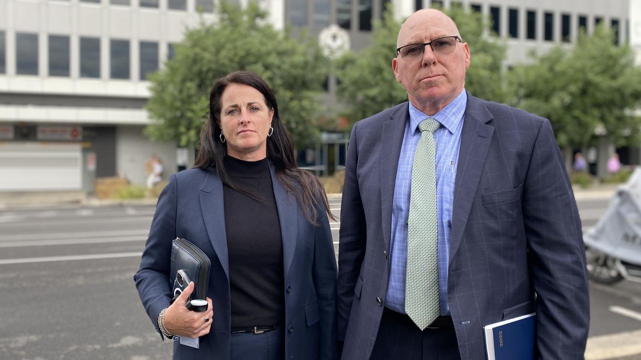 AFP Detective Superintendent in charge of Investigations at Central Command Melinda Adam and SA Police Special Crimes Investigations Section Detective Chief Inspector Richard Lambert outside Police HQ on Angas Street, Adelaide. Picture: Brinley Duggan