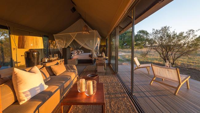 Tented accommodation at Mpala Jena, Zambezi National Park.