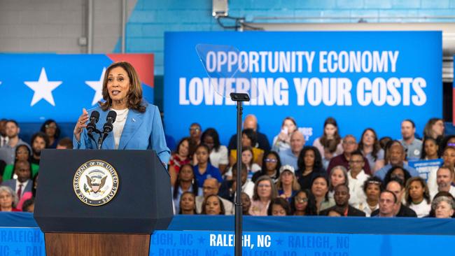 Kamala Harris during her speech. Picture: AFP