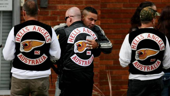 Hells Angels gather at the funeral of Anthony Zervas in 2009.