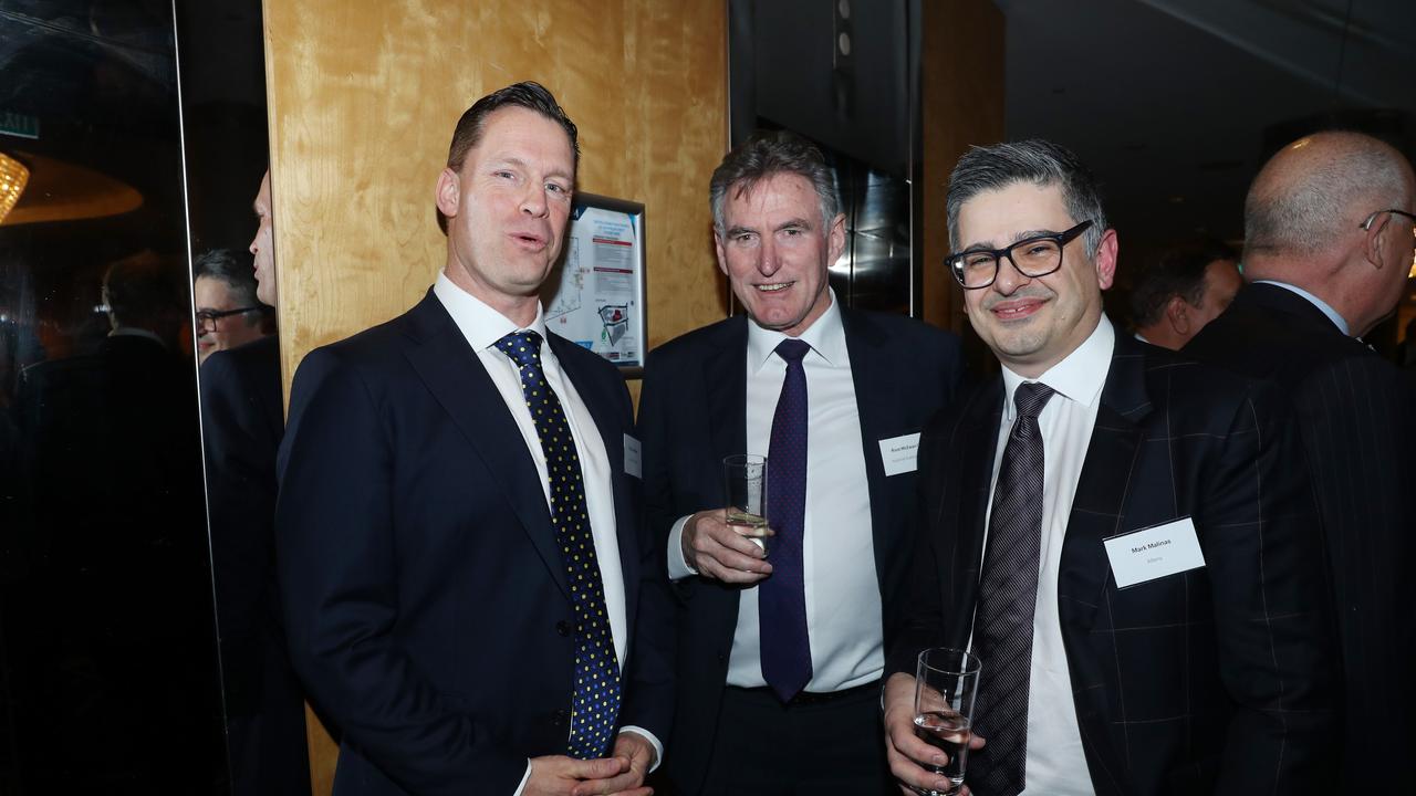 Chris Andrews from Latrobe Financial, NAB CEO Ross McEwan and Mark Mallinas from Allen's. Picture: John Feder/The Australian.