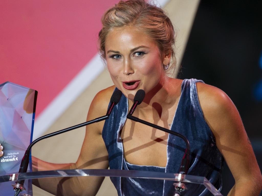 Ms Tame during her Australian of the Year acceptance speech in 2021. Picture: NCA NewsWire/Martin Ollman