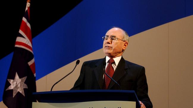 Prime Minister John Howard at the Liberal Party Campaign launch in Sydney, October 2001.