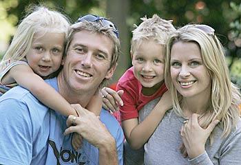 Loving family: Jane and Glenn McGrath with children James and Holly.