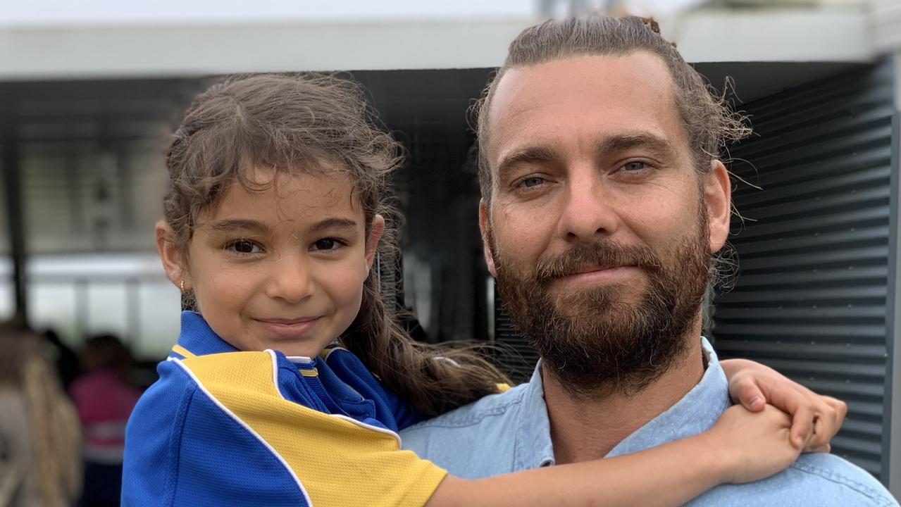 Douglas Cannon with his daughter Violet at Eungella Cabin on October 4, 2022. Picture: Duncan Evans