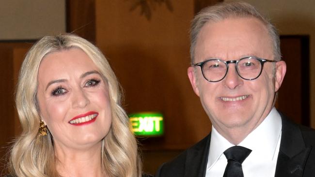 CANBERRA, AUSTRALIA - JULY 03: Prime Minister Anthony Albanese and partner Jodie Haydon arrive at the Midwinter Ball at Parliament House on July 03, 2024 in Canberra, Australia. The annual Mid Winter Ball is a ticketed event hosted by the Federal Parliamentary Press Gallery. (Photo by Tracey Nearmy/Getty Images)