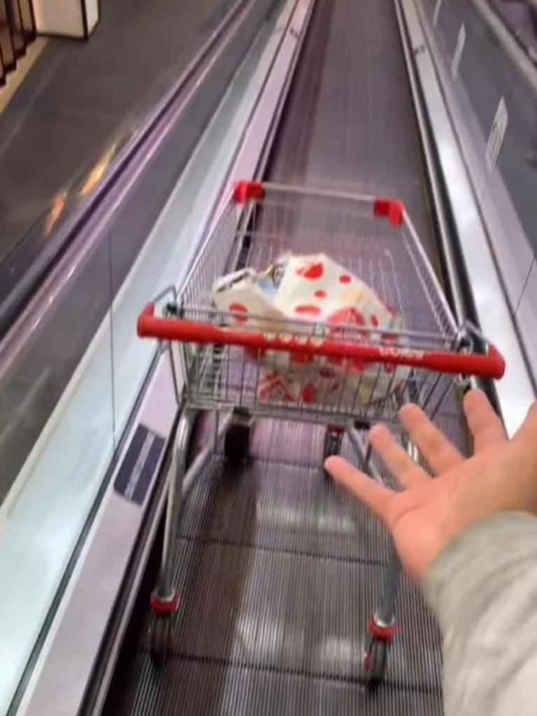 These lock on escalators to stop them slipping away. Picture: TikTok