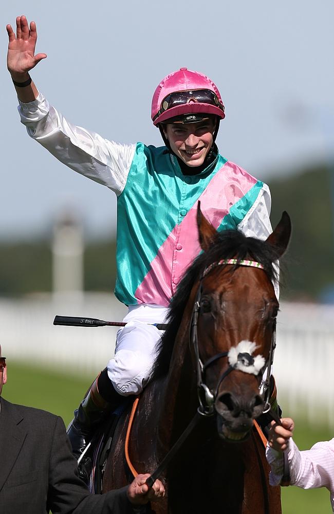 A jubilant James Doyle celebrates after his victory on Kingman in the St James&#39;s Palace S