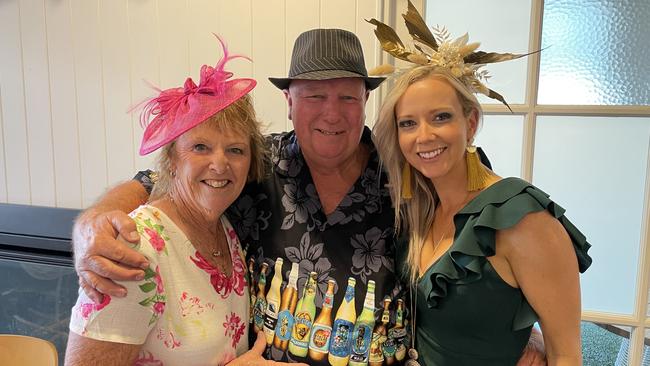 Melbourne Cup in Port Macquarie: Sue and Ross Radford with Lyndal Nankervis celebrating at Tacking Point Tavern.