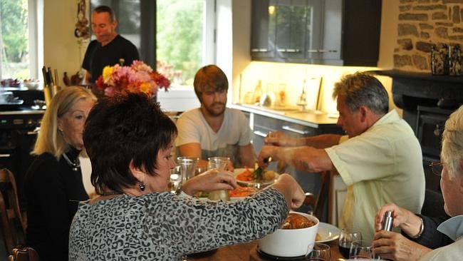 Traditional French dinner with the farm stay hosts and their neighbours.