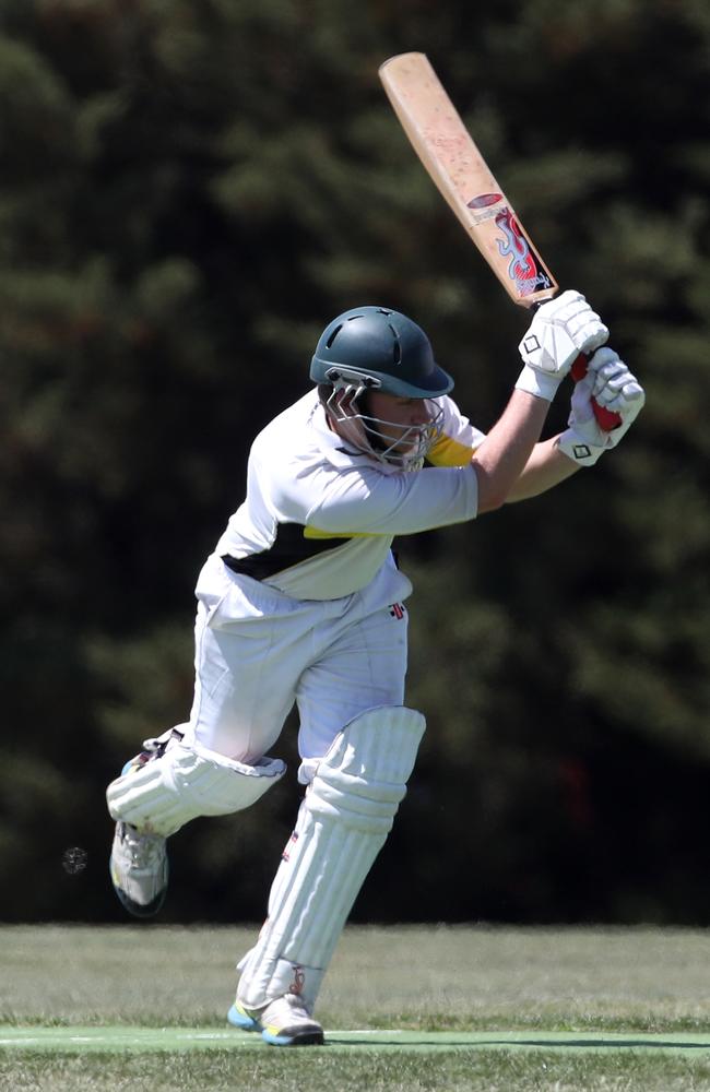 Damien Edwards clips a ball to the midwicket boundary for Sunbury United.