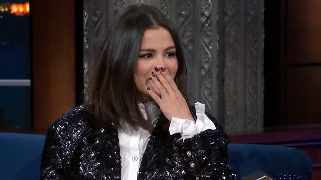 The actress was on The Late Show when she was blindsided in the interview.