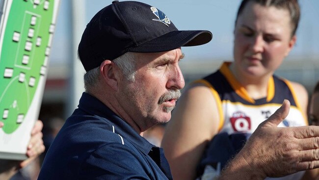 Bond University coach Shane Atkins delivers a message. Photo: David Layden