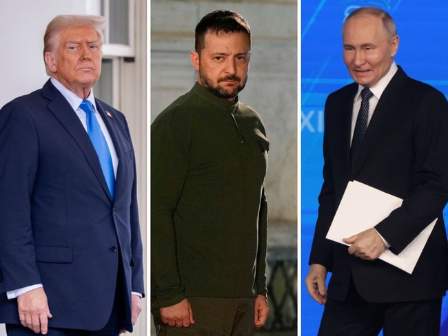 US President Donald Trump, Ukraine President Volodymyr Zelensky and Russian President Vladimir Putin.