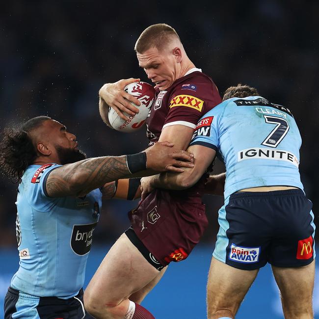 Lindsay Collins dominated in the middle for the Maroons. Picture: Mark Kolbe/Getty Images