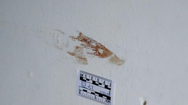 Scuff marks and blood stains at the Jolly St crime scene