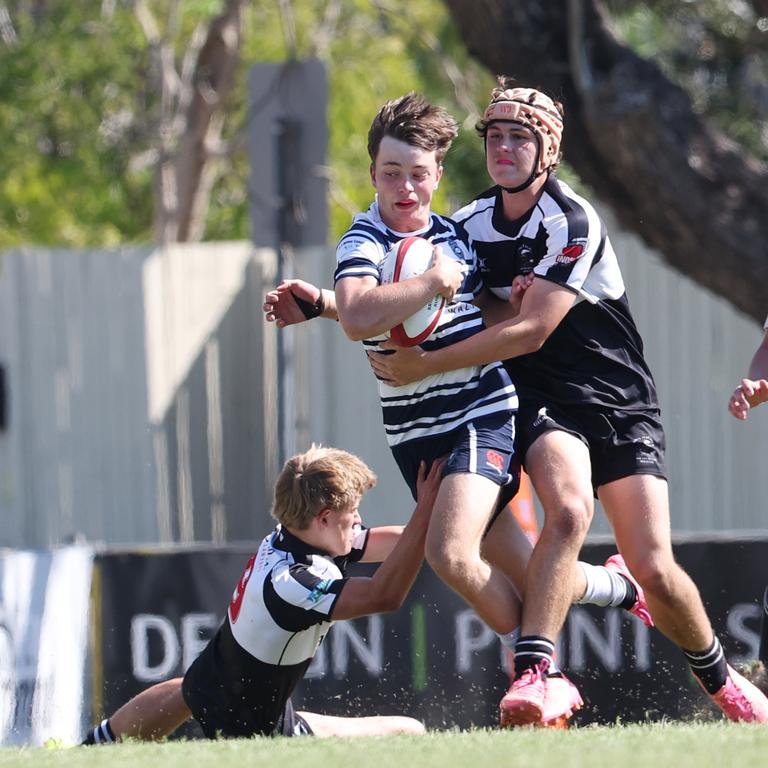 Action from the Under 16 Brisbane junior rugby league grand final between Brothers and Souths at Norman Park. Picture Lachie Millard