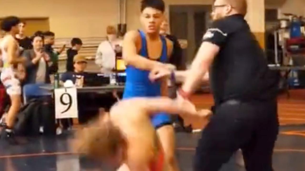 The punch happened after Cooper Corder (in orange) won a match against Hafid Alicea (in blue).