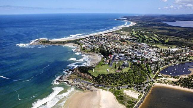 Yamba beaches from the sky. Picture: Adam Hourigan