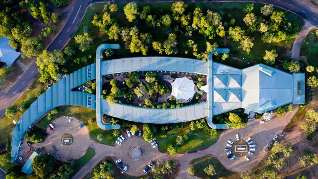 An aerial view of ‘The Croc’ Hotel in Kakadu National Park.