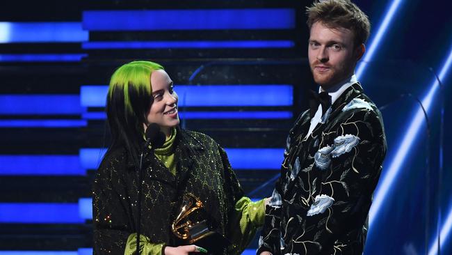 Billie and Finneas win all of the Grammys in 2020. Picture: Robyn Beck / AFP.