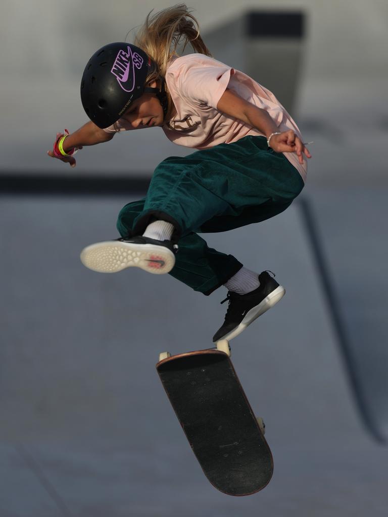 Chloe in action in the Women's Street Final at last year’s Skateboarding Street and Park World Championships in Sharjah, United Arab Emirates. Picture: Francois Nel/Getty Images
