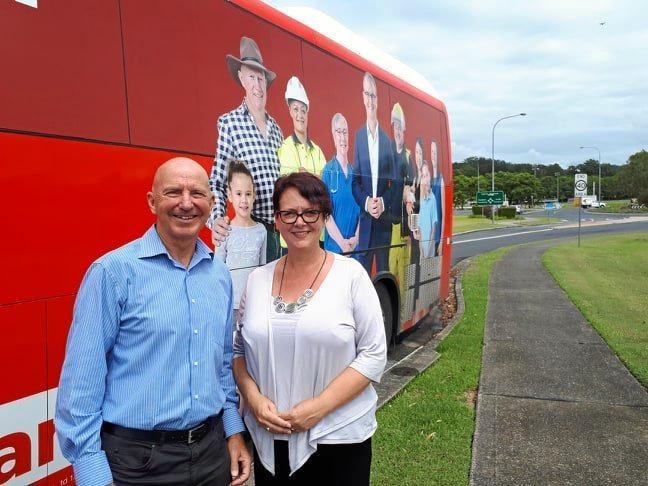 Labor candidate for Coffs Harbour Tony Judge with Deputy Labor Leader Penny Sharpe at Coffs Harbour Education Campus. Picture: Janine Watson