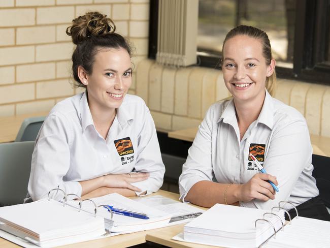 Graduates of the IPROWD program with strong Aboriginal heritage backgrounds Jessie-Lee Zaccan, 19, and Danni-Maree Giles, 22, both want a career in the police force. Picture: Darren Leigh Roberts