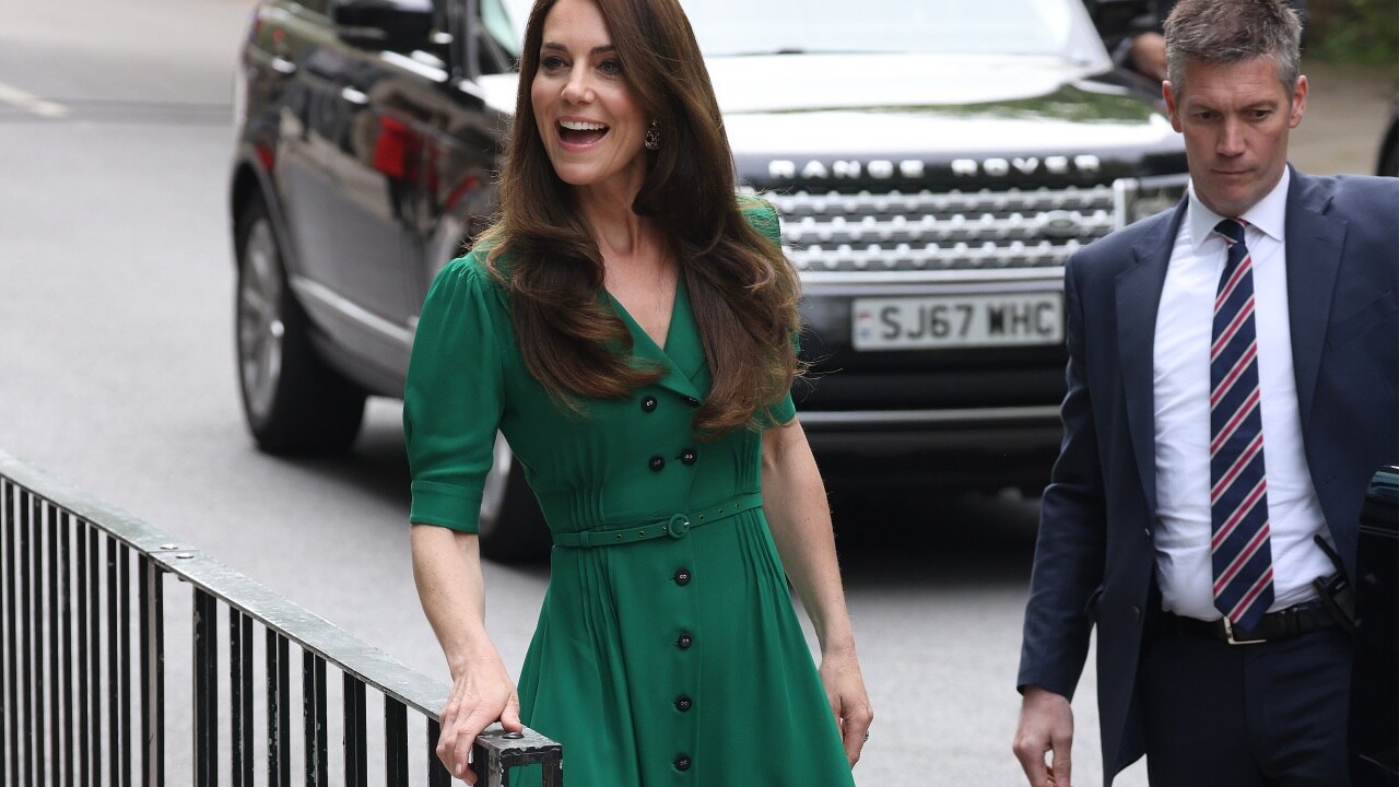 Kate Middleton wears green Suzannah London dress and Alessandra