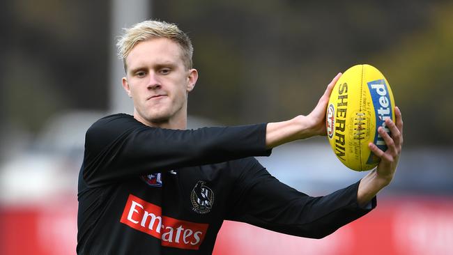 Jaidyn Stephenson at Magpies training on Wednesday morning. Pic: AAP