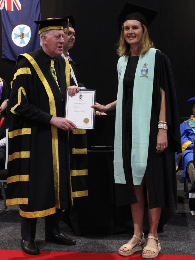Rebecca Green graduated with a Bachelor of Nursing at the CQUniversity graduation ceremony in Bundaberg on December 14, 2023.